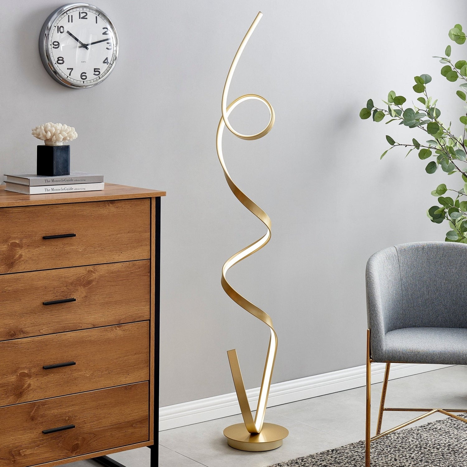 Amsterdam Led Sandy Gold 63" Floor Lamp // Dimmable | Finesse | Home Elegance USA