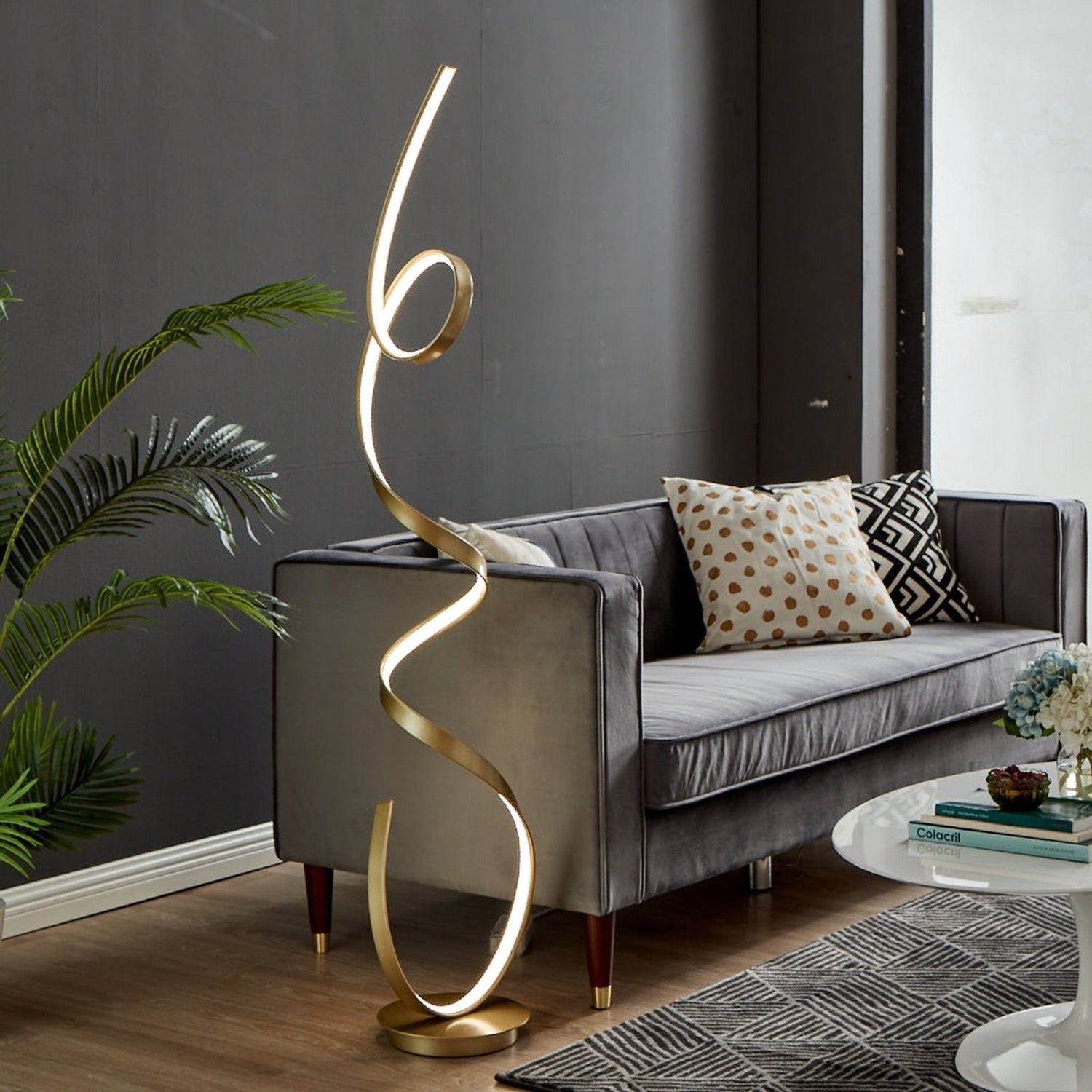 Amsterdam Led Sandy Gold 63" Floor Lamp // Dimmable | Finesse | Home Elegance USA