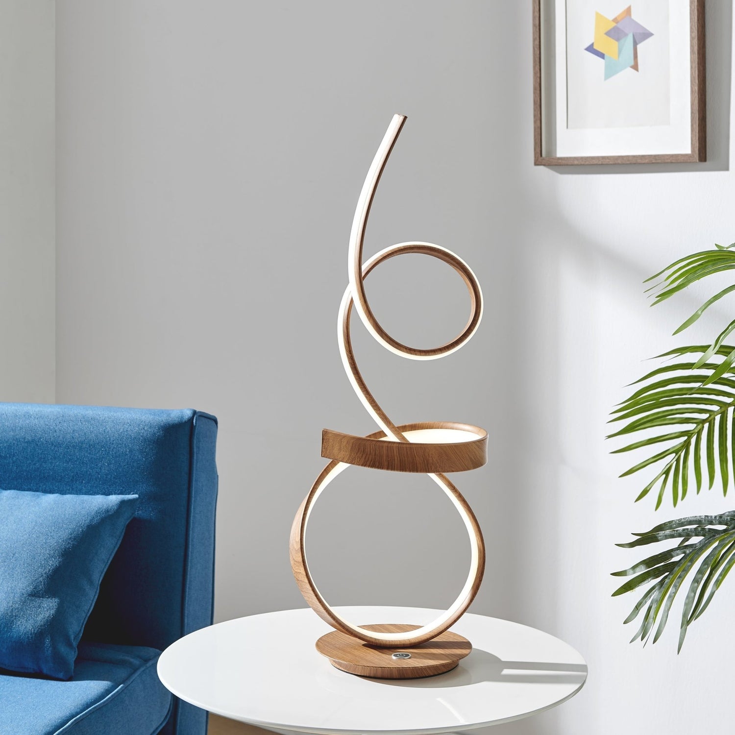 Amsterdam Light Wood Table Lamp // Led Strip & Touch Dimmer | Finesse | Home Elegance USA