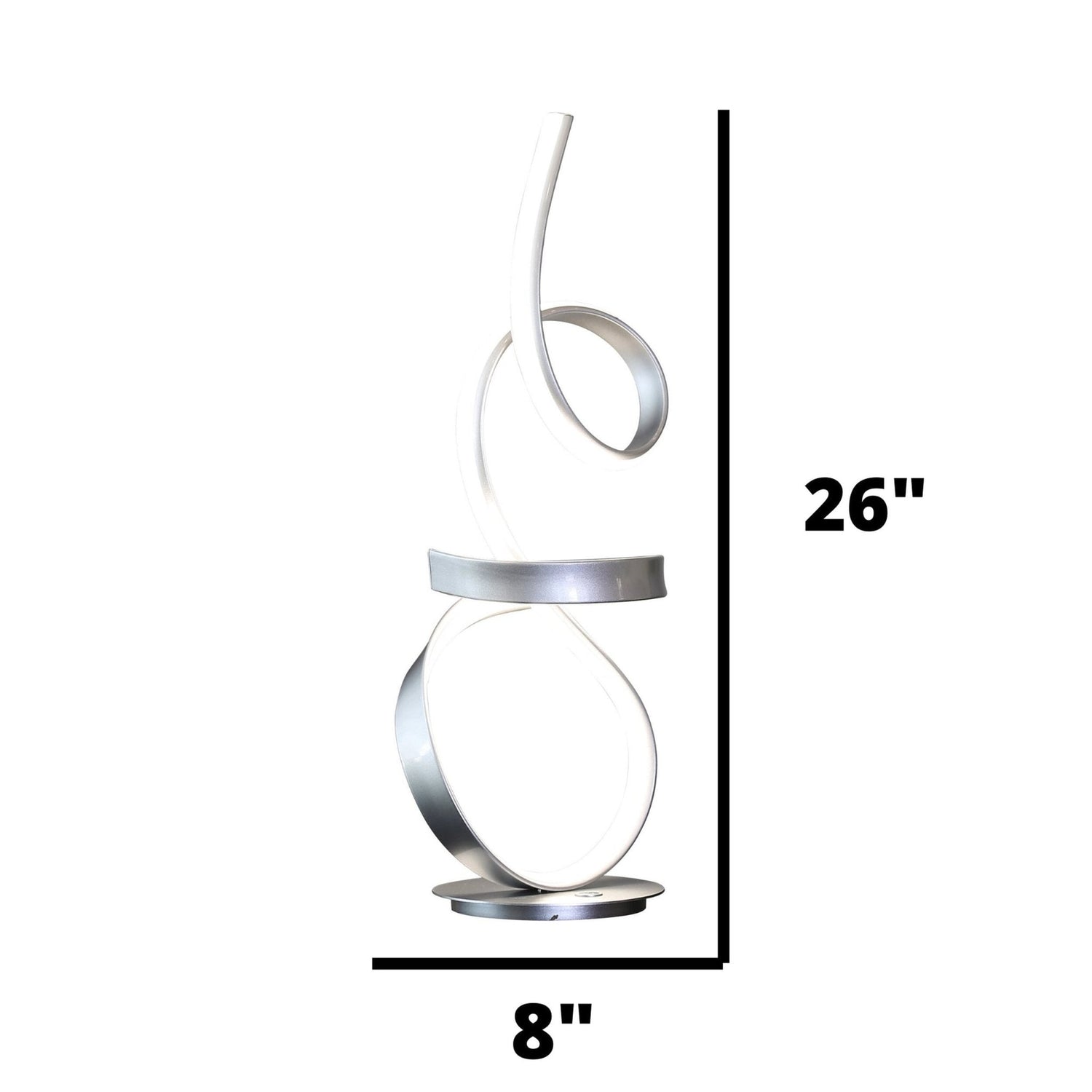 Amsterdam Silver Table Lamp // Led Strip & Touch Dimmer | Finesse | Home Elegance USA