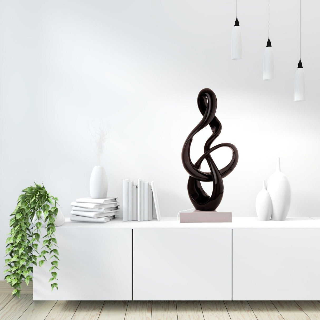 Antilia Treble Abstract Sculpture // Large Black | Finesse - D774 - B - Home Elegance USA - 2