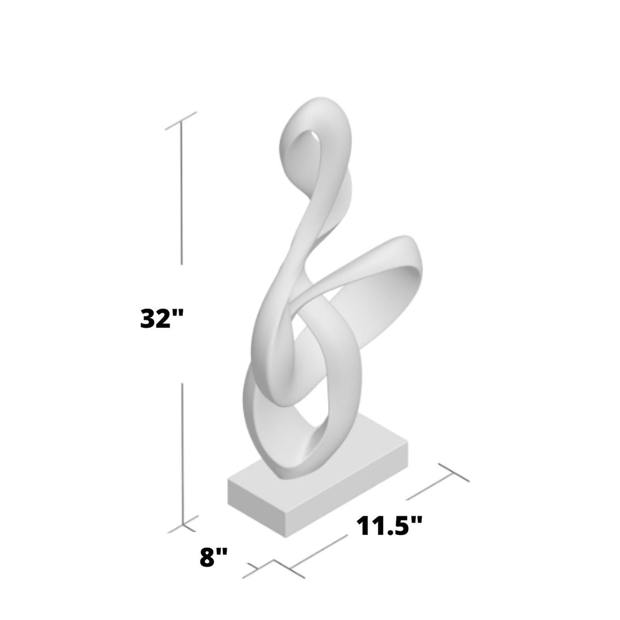 Antilia Treble Abstract Sculpture // Large White | Finesse - D774 - W - Home Elegance USA - 7