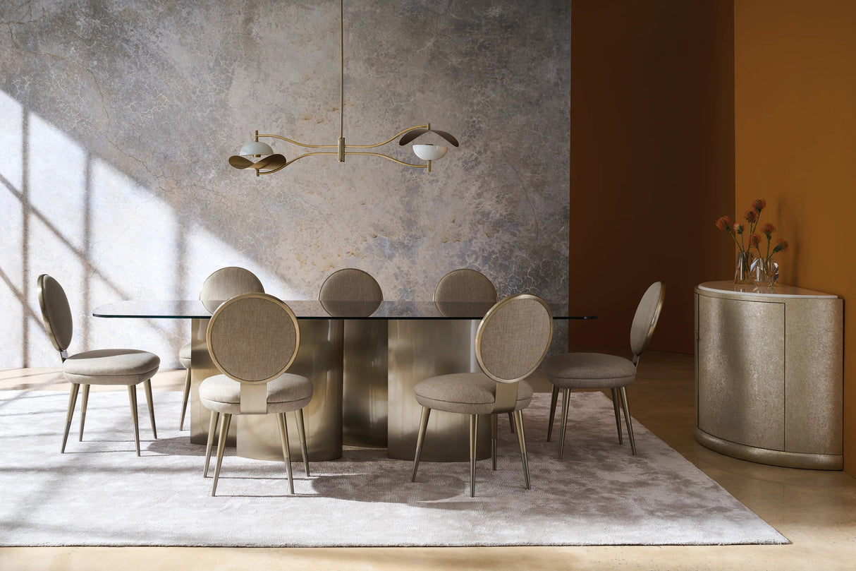 Aphelion 4 Glass Dining Table 110 Inch | Caracole Classic