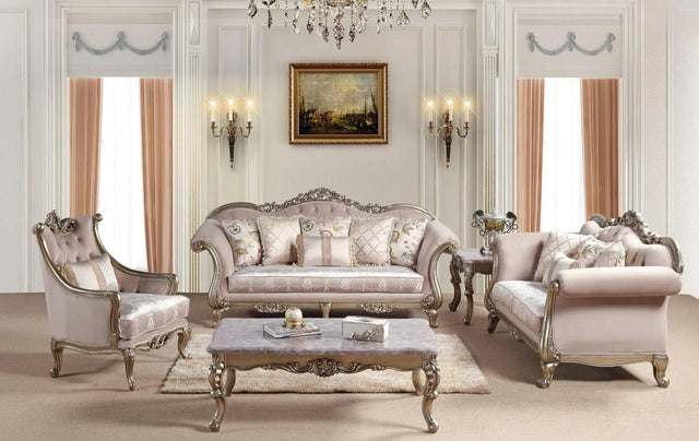 Ariana Traditional Sofa And Loveseat In Champagne Wood Finish | Cosmos - Ariana - S,L - Home Elegance USA - 1