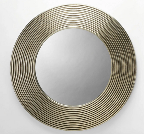 Cabinet 1986-S with Optional 42" Round Wall Mirror – Elegant Tin Metallic Finish Storage & Mirror - sold by Home Elegance USA