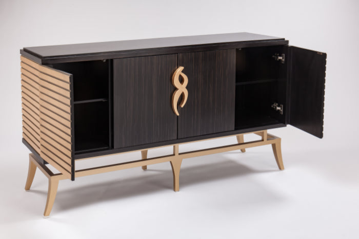 Artmax 2723-S Goldleaf & Dark Brown Buffet Cabinet & Optional Wall Mirror - Home Elegance USA