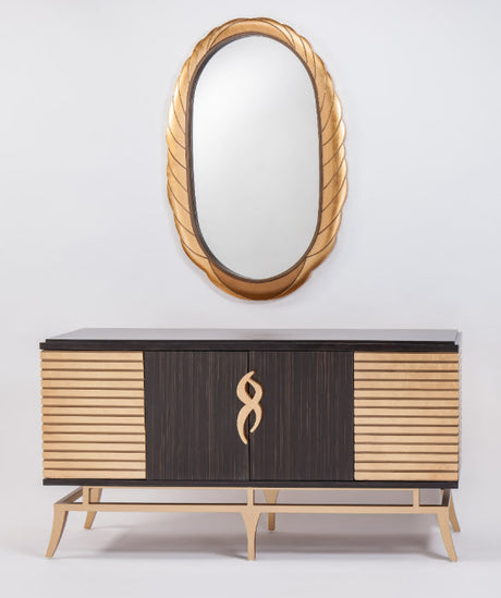 Artmax 2723-S Goldleaf & Dark Brown Buffet Cabinet & Optional Wall Mirror - Home Elegance USA