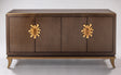 Dark Caramel Bird’s Eye Maple Cabinet with Optional Goldleaf Mirror – Artmax 2735-S - sold by Home Elegance USA