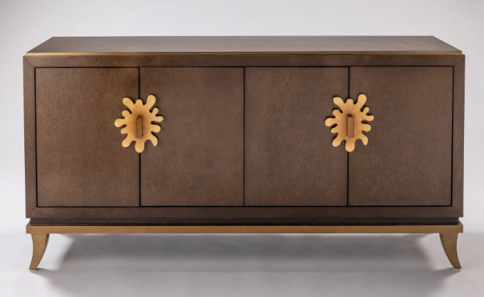 Dark Caramel Bird’s Eye Maple Cabinet with Optional Goldleaf Mirror – Artmax 2735-S - Home Elegance USA