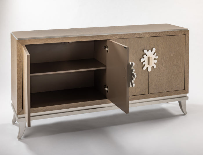 Frosty Bleached Bird’s Eye Maple Cabinet with Optional Silverleaf Mirror – Artmax 2736-S - Home Elegance USA