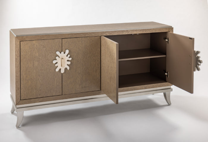 Frosty Bleached Bird’s Eye Maple Cabinet with Optional Silverleaf Mirror – Artmax 2736-S - Home Elegance USA