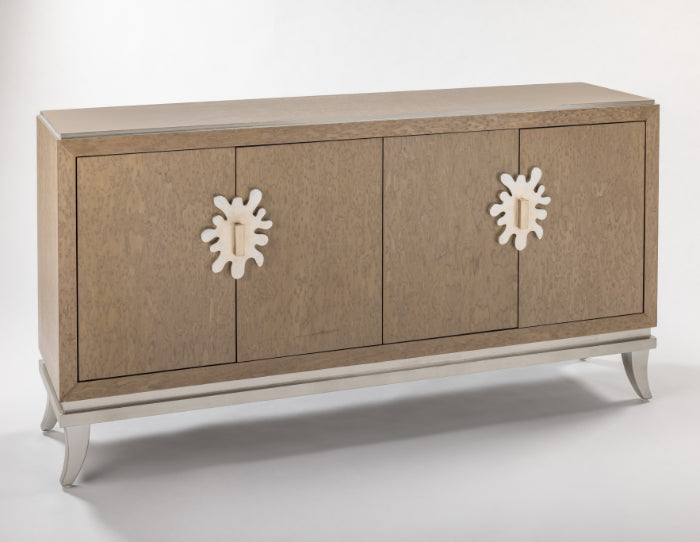 Frosty Bleached Bird’s Eye Maple Cabinet with Optional Silverleaf Mirror – Artmax 2736-S - Home Elegance USA