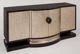 Expresso Cabinet with Goldleaf Parquet Doors & Silver Base – Artmax 3843-S - Home Elegance USA