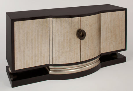 Expresso Cabinet with Goldleaf Parquet Doors & Silver Base – Artmax 3843-S - Home Elegance USA