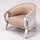 Beige armchair with silver metal frame on a white background