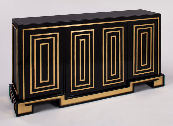 Artmax 4440-S Cabinet with Black & Goldleaf Finish + 4440-FM Mirror - Home Elegance USA