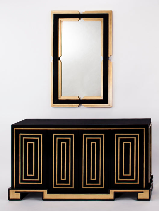 Artmax 4440-S Cabinet with Black & Goldleaf Finish + 4440-FM Mirror - Home Elegance USA