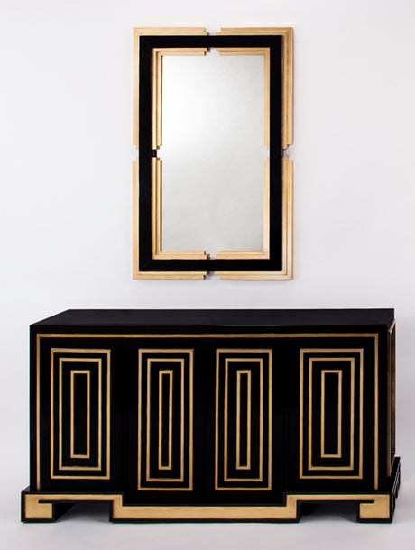 Artmax 4440-S Cabinet with Black & Goldleaf Finish + 4440-FM Mirror - Home Elegance USA