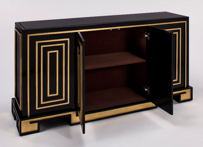 Artmax 4440-S Cabinet with Black & Goldleaf Finish + 4440-FM Mirror - Home Elegance USA