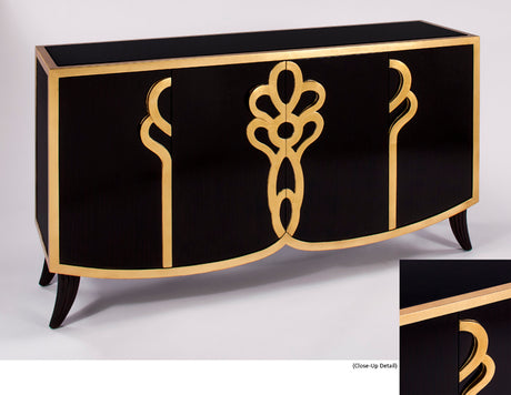 Artmax 4441-S Espresso & Goldleaf Cabinet with Optional 4441-FM Mirror - Home Elegance USA