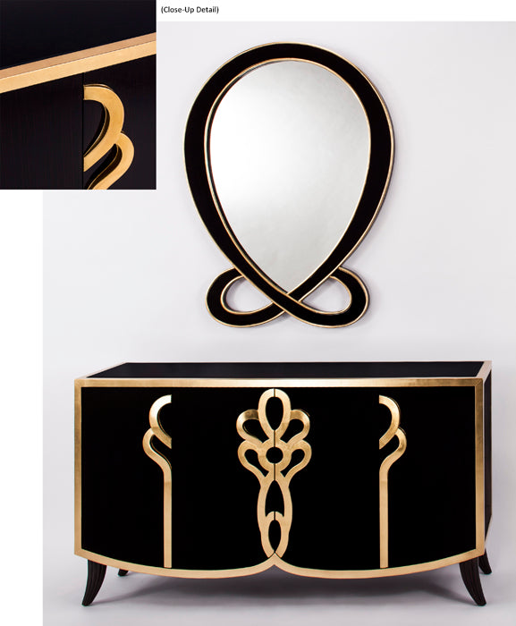 Artmax 4441-S Espresso & Goldleaf Cabinet with Optional 4441-FM Mirror - Home Elegance USA