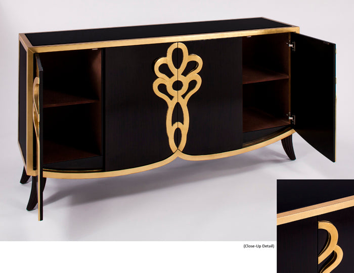 Artmax 4441-S Espresso & Goldleaf Cabinet with Optional 4441-FM Mirror - Home Elegance USA