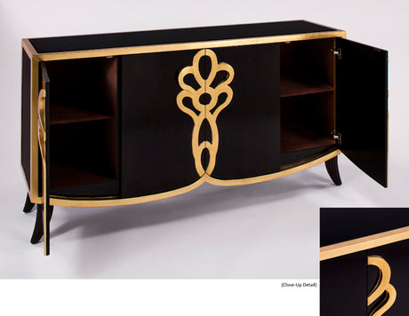 Artmax 4441-S Espresso & Goldleaf Cabinet with Optional 4441-FM Mirror - sold by Home Elegance USA