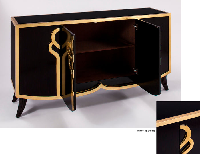 Artmax 4441-S Espresso & Goldleaf Cabinet with Optional 4441-FM Mirror - Home Elegance USA