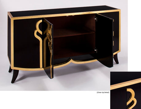 Artmax 4441-S Espresso & Goldleaf Cabinet with Optional 4441-FM Mirror - sold by Home Elegance USA