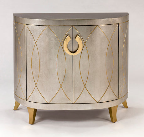 Artmax 4458 Cabinet & Mirror Set – Silverleaf with Gold Accents - Home Elegance USA