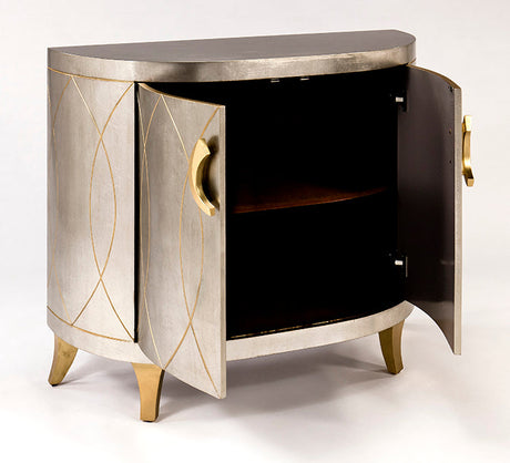 Artmax 4458 Cabinet & Mirror Set – Silverleaf with Gold Accents - sold by Home Elegance USA