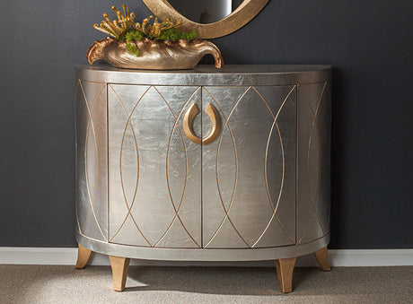 Artmax 4458 Cabinet & Mirror Set – Silverleaf with Gold Accents - sold by Home Elegance USA