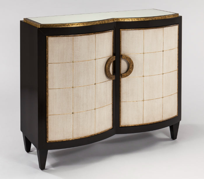 Artmax 4464-S Cabinet – Espresso with Faux Leather Doors 48" - Home Elegance USA