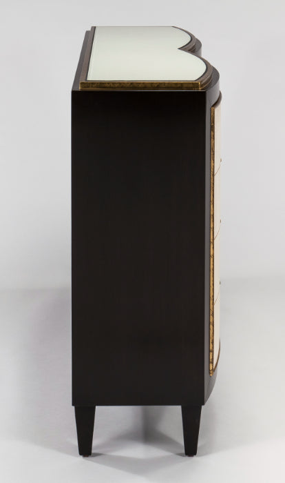 Artmax 4464-S Cabinet – Espresso with Faux Leather Doors 48" - Home Elegance USA