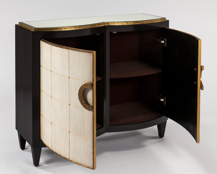 Artmax 4464-S Cabinet – Espresso with Faux Leather Doors 48" - Home Elegance USA