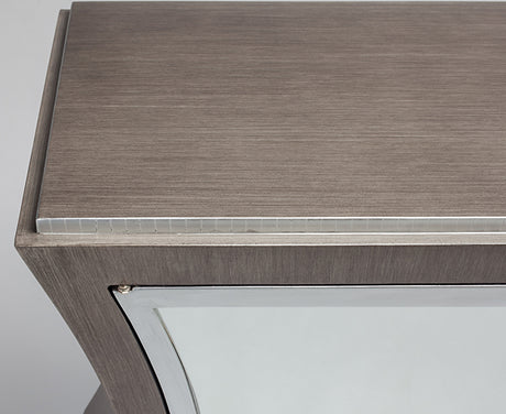 Close-up of a wooden surface with a glass panel