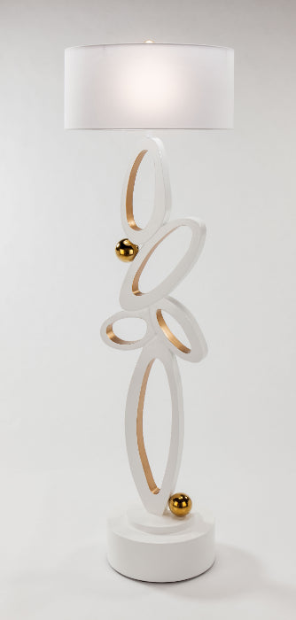 Artmax 4511-FL1 Floor Lamp – White & Gold with Fabric Shade 72" - Home Elegance USA