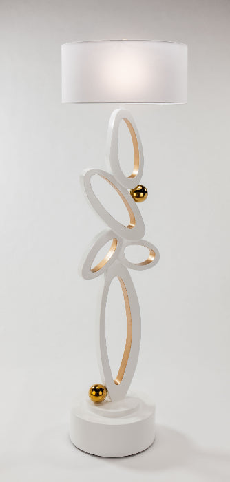 Artmax 4511-FL1 Floor Lamp – White & Gold with Fabric Shade 72" - Home Elegance USA