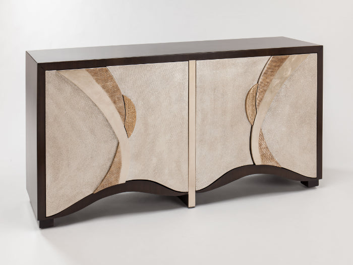 Medium Brown Mesh Texture Cabinet 4F08-S with Optional Warm Silverleaf Mirror – Artmax - Home Elegance USA