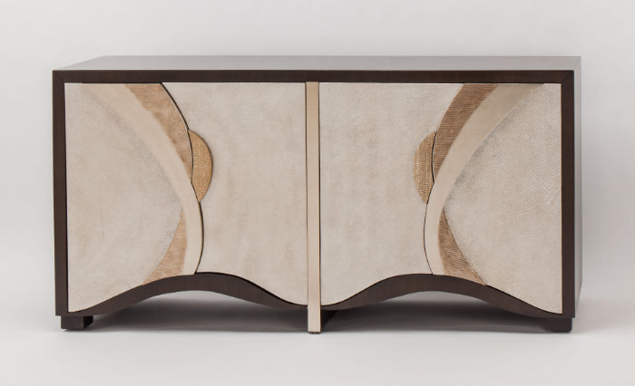 Medium Brown Mesh Texture Cabinet 4F08-S with Optional Warm Silverleaf Mirror – Artmax - Home Elegance USA