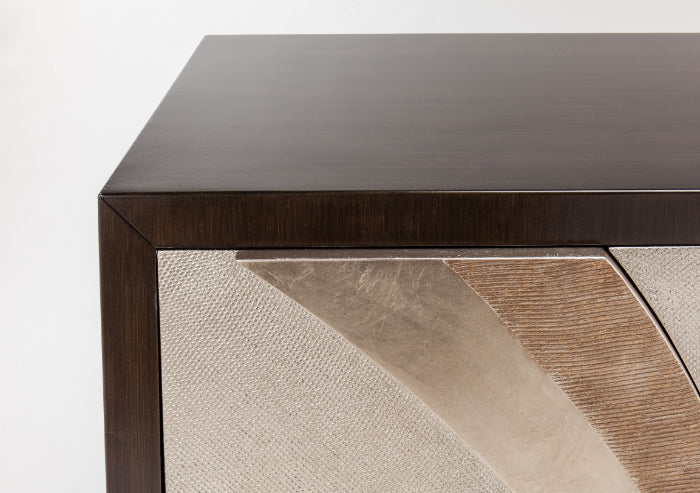 Medium Brown Mesh Texture Cabinet 4F08-S with Optional Warm Silverleaf Mirror – Artmax - Home Elegance USA