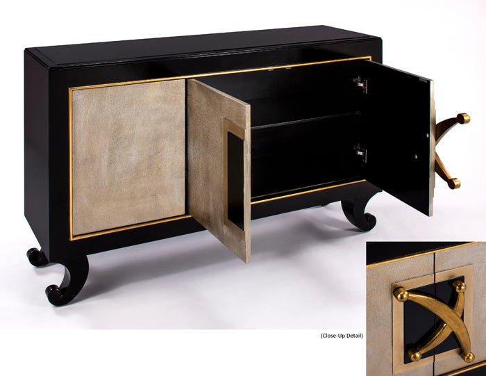 Black & Brassy Gold Accent Credenza Cabinet. | Home Elegance USA