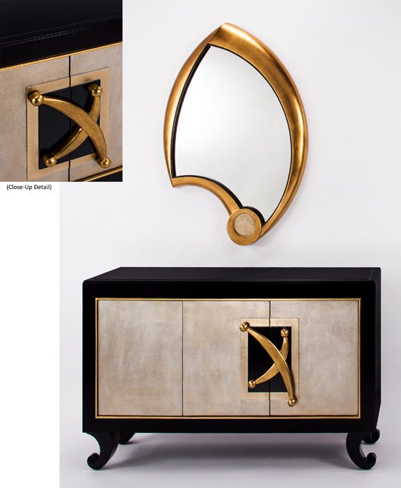 Black & Brassy Gold Accent Credenza Cabinet. | Home Elegance USA