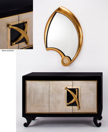 Black & Brassy Gold Accent Credenza Cabinet. | Home Elegance USA