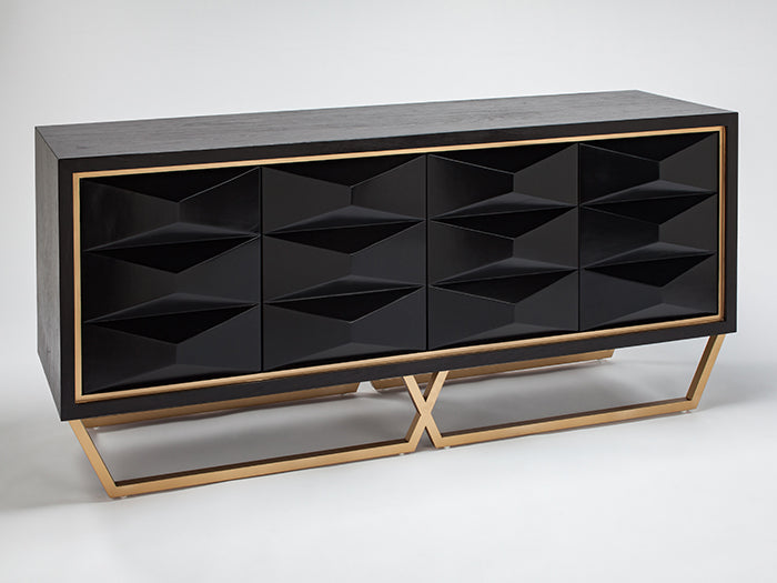 Black Wood Veneer Cabinet 2710-S and Gold Metal Legs – Artmax - Home Elegance USA