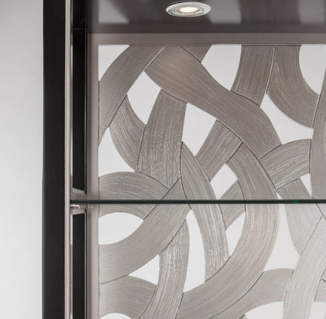 Contemporary Curio Cabinet Black & Silver Finish with Glass Shelves – Artmax - sold by Home Elegance USA