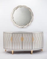 Silverleaf Cabinet 2720-S with Gold Etched Design & Optional Round Mirror – Artmax - Home Elegance USA