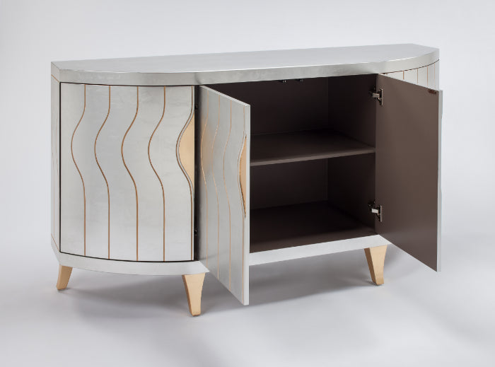 Silverleaf Cabinet 2720-S with Gold Etched Design & Optional Round Mirror – Artmax - Home Elegance USA