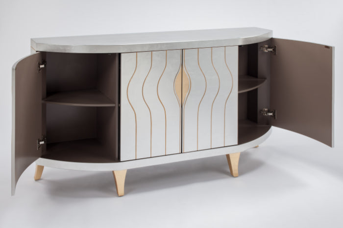 Silverleaf Cabinet 2720-S with Gold Etched Design & Optional Round Mirror – Artmax - Home Elegance USA