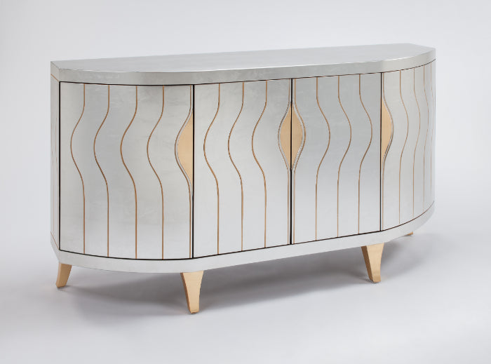 Silverleaf Cabinet 2720-S with Gold Etched Design & Optional Round Mirror – Artmax - Home Elegance USA